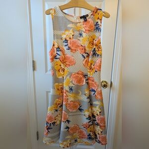 Aqua Pink and Yellow Sleeveless Midi Sundress for Weddings